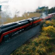 Aerial view of 611 train in Virginia