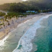 Aerial view of paradisal beach in Trinidad & Tobago