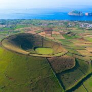 Volcanic landscape of the Azores islands. Terceira Island in Azores.